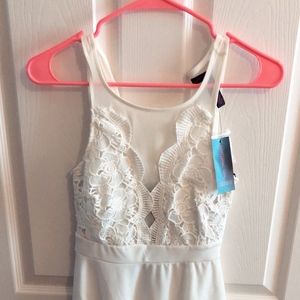 NWT White Lace Crochet Embroider Mini Formal Dress